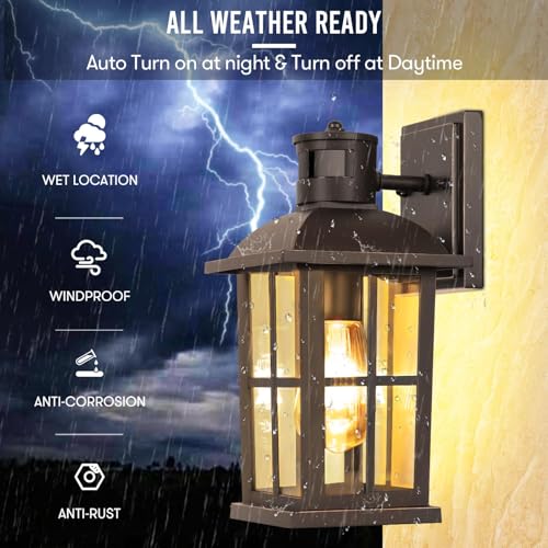 VerRon 13in Motion Sensor Porch Lights, Dusk to Dawn Outdoor Light Fixtures