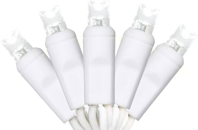 50 Counts Cool White LED Christmas Lights - 25ft Christmas Tree Lights Commercial Grade Outdoor Waterproof, White Wire Cool White Indoor Mini Plug in, 5mm Wide Angle Indoor for Xmas, UL Certified