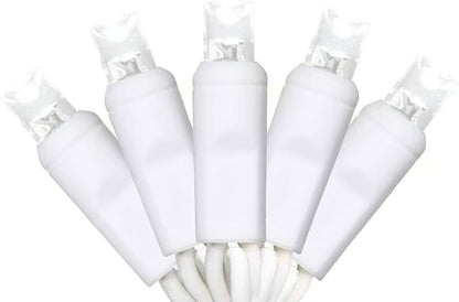 50 Counts Cool White LED Christmas Lights - 25ft Christmas Tree Lights Commercial Grade Outdoor Waterproof, White Wire Cool White Indoor Mini Plug in, 5mm Wide Angle Indoor for Xmas, UL Certified