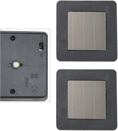 DIY Solar Light Top Panel, LED Rechargeable Square Panel Lampshade Path Lights with Switch, Solar Lanterns Replacement(2Pcs)
