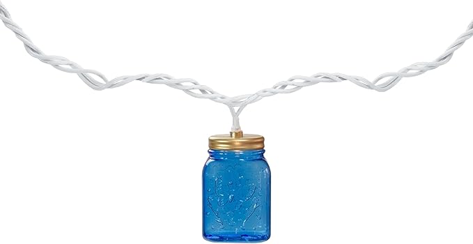 Northlight Mini Mason Jar Patio Light Set - Multi-Color - 7.5' White Wire - 10ct