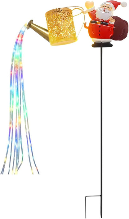 Christmas Solar Kettle Lights, Light Solar Santa Claus Watering Can LED Light, Waterproof Solar Powered Lawn Decorative Lights for Outdoor Christmas Pathway Decoration (Rainbow B, Kettle Lights)