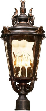 John Timberland Marseille Vintage Outdoor Post Light Fixture Veranda Bronze 25" Champagne Hammered Glass for | Lumora