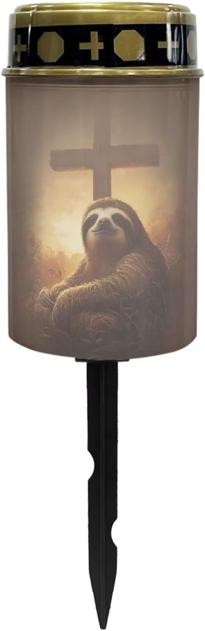 Sloth Cross Solar Grave Lights for Cemetery Outdoor Lighting Garden Led Solar Lights Portable Gifts