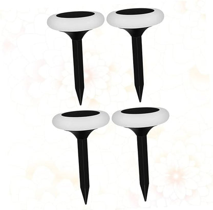 POPETPOP 4pcs Solar Lights Outdoor Garden RGB Solar Ground Plug Lamps Easy Install Landscape Lighting