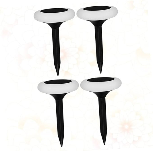 POPETPOP 4pcs Solar Lights Outdoor Garden RGB Solar Ground Plug Lamps Easy Install Landscape Lighting