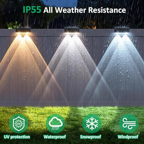 Solar Fence Lights Outdoor, 12 Pack Black Fence Lights Solar Powered