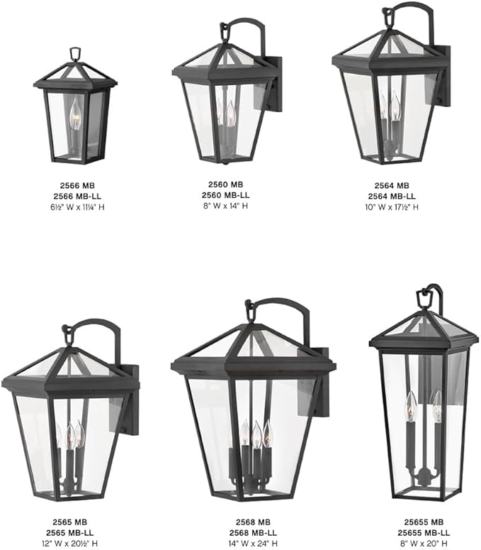 Hinkley Alford Place 2568MB-LL Extra Large Outdoor LED Wall Mount Lantern - Die Cast Aluminum Frame, Sealed Clear Glass, Dimmable - Museum Black