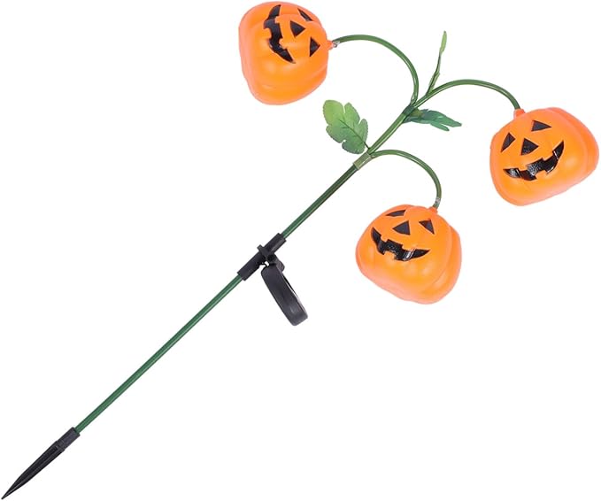 DOITOOL Ground Pumpkin LED Light Outdoor Halloween Lawn Lamp Plastic Garden Solar Lamp for Pathway Courtyard Decoration