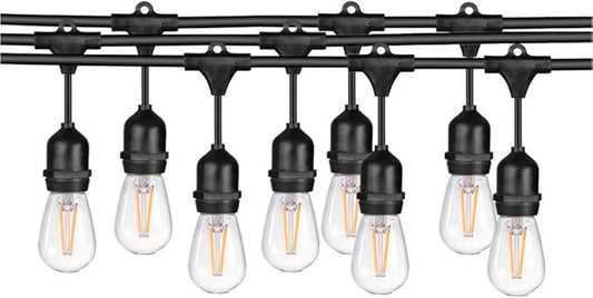 B3167200 Sunlite Commercial Grade String Light with LED Edison Bulbs - 18 SJTW - 1050 Lumens - Black - 24 ft. Cord