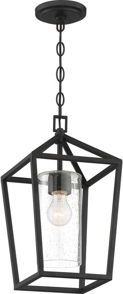 NUVO 60/6594 Hopewell Lighting Fixture, 1Lt Hanging Lantern, Matte Black