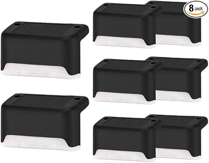 8 Pack Solar Deck Lights, Waterproof LED Solar Step Lights Warm White Light, Outdoor Fence Post Solar Lights for Stairs Fence Deck Garden Patio Yard Porch Step Pathway Decor