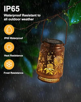 2 Pack Sunflower Solar Lanterns Outdoor Waterproof, Garden Decor Birthday Gifts for Women Mom Grandma Sister, Metal Hanging Solar Lights Outside Decorative for Backyard Patio Lawn Pathway Landscape