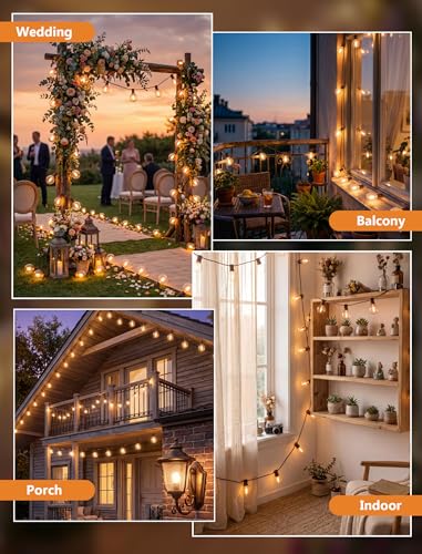 25FT LED G40 Outdoor String Lights with 25 Shatterproof Bulbs, Brown Wire