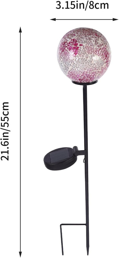 Solar Powered Mosaic Glass Ball Lawn Light Waterproof Outdoor Garden Path Landscape Lighting for Patio Yard Decor