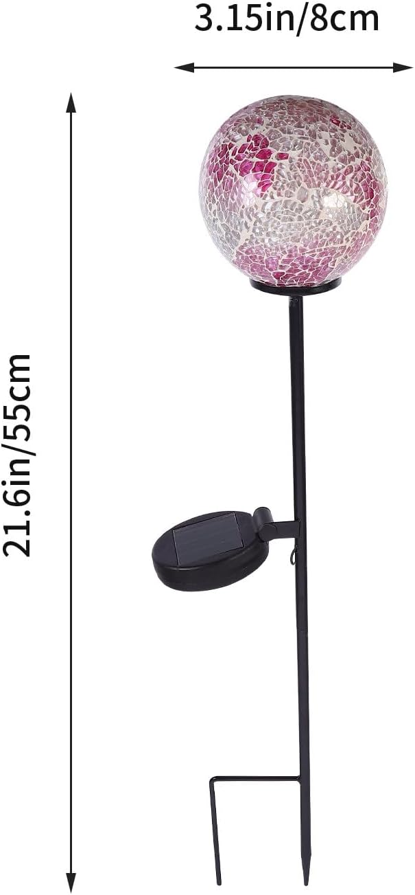 Solar Mosaic Ball-Shaped Lawn Light Waterproof Outdoor Solar Garden Pathway Light Ground Insert Lamp for Patio Backyard Landscape Decor