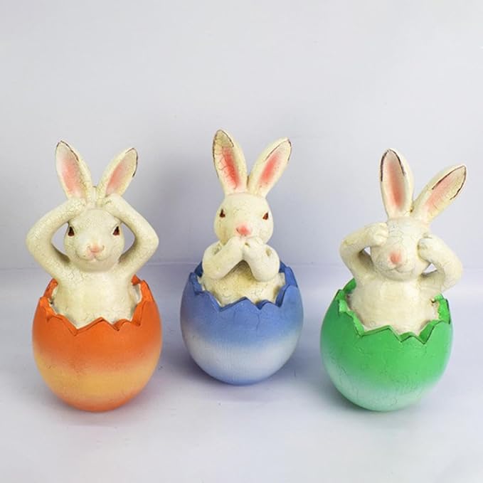 Garden Bunny Statue Solar Lights,Solar Resin Rabbit Outdoor Stake Light,Outside Waterproof Lawn Lamp,Easter Egg | Lumora