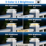 4 Packs 4x4 White Solar Post Cap Lights Outdoor with 3 Modes