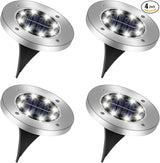 4 Pack Solar Deck Lights, 8 LEDs Solar Ground Lights Outdoor Garden, Bright White Light, IP65 Waterproof, Decking | Lumora