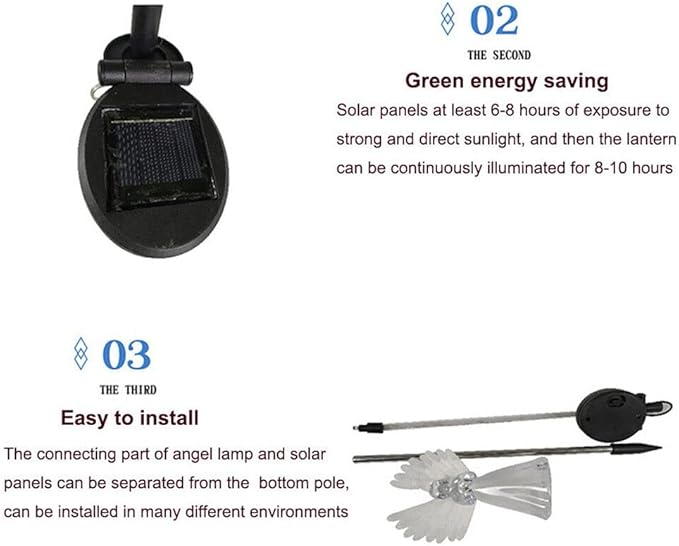 TEAMWILL 2PCS Solar Powered Angel Lights Outdoor Decorative Light for Garden Yard