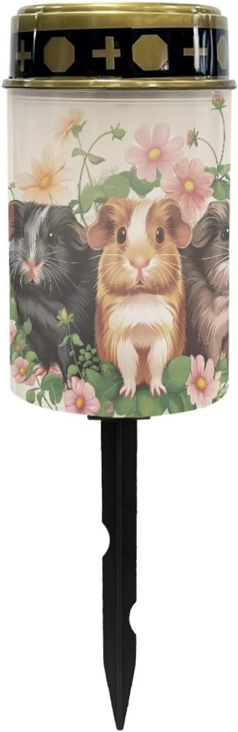 Guinea Pig Floral Solar Garden Lights Outdoor, Cross Solar Lights Outdoor Waterproof Solar Powered Lights for Outside Patio Yard Pathway