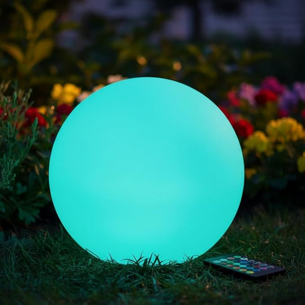 12-inch Dimmable Solar Globe Light, RGB 16 Color Changing Large Glowing Orb Light w/Remote, Waterproof Outdoor | Lumora