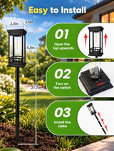 LORRYTE 10 Pack Solar Pathway Lights Outdoor Waterproof, Garden Lights
