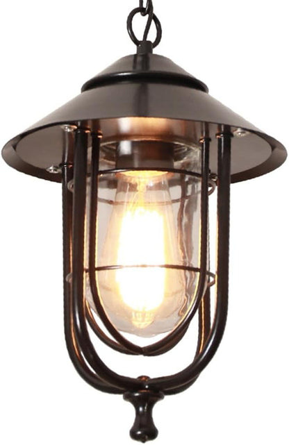 American Style Outdoor Light,Waterproof Wrought Iron with Transparent S Lampshade,Garden,Hallway,Villa Hanging Fixtures, Home Courtyard Pavilion Chandelier