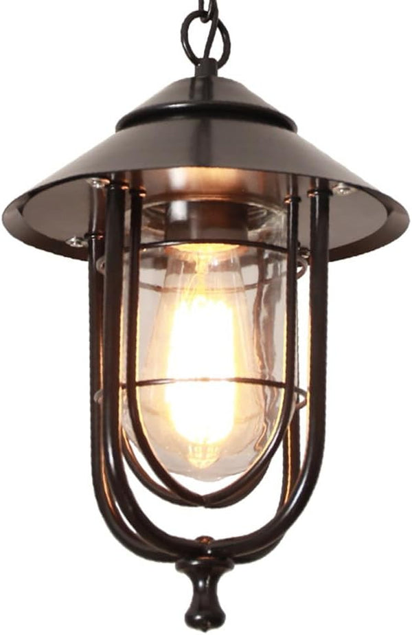 American Style Outdoor Light,Waterproof Wrought Iron with Transparent S Lampshade,Garden,Hallway,Villa Hanging | Lumora
