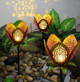 1 Pack Outdoor Solar Tulip Light, Crackle Globe Glass Metal Flower Decorations Lights for Lawn Ornaments, LED Lotus | Lumora