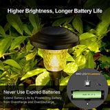 Glass Solar Lights Outdoor waterproof, 8 Pack Super Bright Solar Pathway Lights, Up to 12 Hrs Long Last Auto On/Off Garden Lights Solar Powered, Stainless Steel LED Light For Yard Landscape Warm White