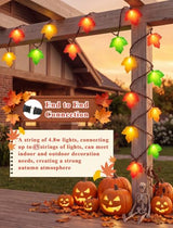 Fall Decor String Lights, 12FT 20 LED Thanksgiving Leaf Lights Plug in