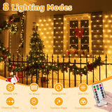Ollny Net Lights 210LED 10x7ft, Green Wire Christmas Outdoor Mesh Light