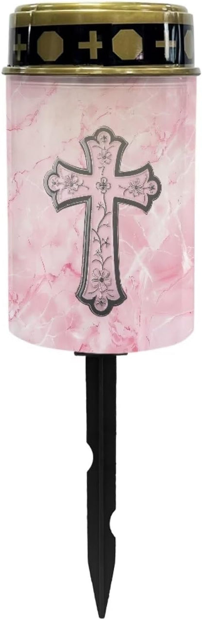 Cross Marble Cemetery Solar Garden Lights Outdoor Solar Walkway Lights Guardian Solar Lights for Birthday in Heaven Mother Day Fathers Day Memrial Day Sympathy Gifts