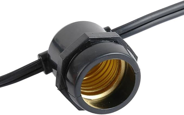 Novelty Lights 37.5 Feet Heavy Duty Light String with 25 in-Line E26 Sockets, Black - Outdoor Security Flood Light | Lumora