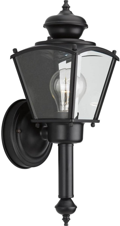 Progress Lighting 1-Light Clear Beveled Glass Traditional Outdoor Wall Lantern Light, BrassGUARD Lantern Collection, Outdoor, P5846-31, Matte Black
