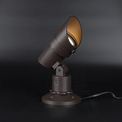 WAC Landscape Lighting, LED 120V Line Voltage Medium Size Accent Light with Adjustable Beam Angle and Integral Brightness Control 3000K Warm White Built-in LED in Bronze