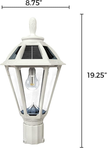 Gama Sonic Polaris Solar Light with GS Solar Light Bulb – Wall/Pier/3″ Fitter Mounts (178233), White Finish
