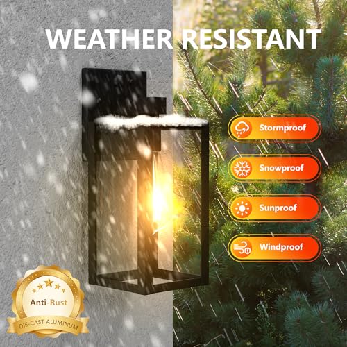Motion Sensor Dawn to Dusk Outdoor Sensor Light Fixture Waterproof Porch Lights Anti-Rust Exterior Wall Mount Light Outdoor Wall Lantern for Patio Front Door Garage - 2 Pack