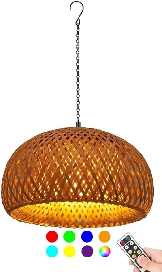 12'' Battery Operated Hanging Outdoor Chandelier with Remote,RGB Color Rechargeable Pendant Light with Hook,Large | Lumora