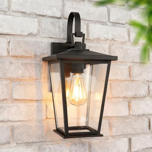 Outdoor Wall Light Fixture, Modern Black Porch Light, Outside Wall Lantern