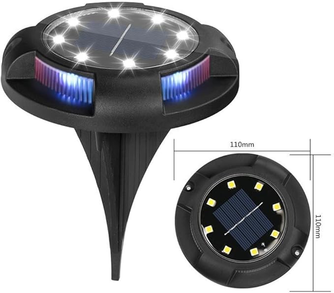 4 Packs Solar Lights Outdoor Garden Ground Lights IP44 Waterproof Solar Powered Pathway Deck Light for Lawn Walkway Yard (Cold 8Leds+Color 4Leds)