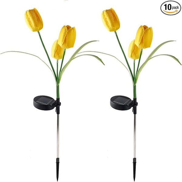 2pcs Flowers Waterproof Solar Powered Stake Lights LED Decorative Landscape for Garden Solar Tulip LED Garden Stake | Lumora