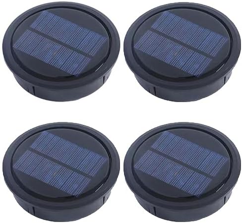 Garden Light Solar Top Replacement Round Box, Solar Replacement Top of Solar Lantern Battery Box, Solar Lights Replacement Top, Waterproof Round Solar Panel Lights