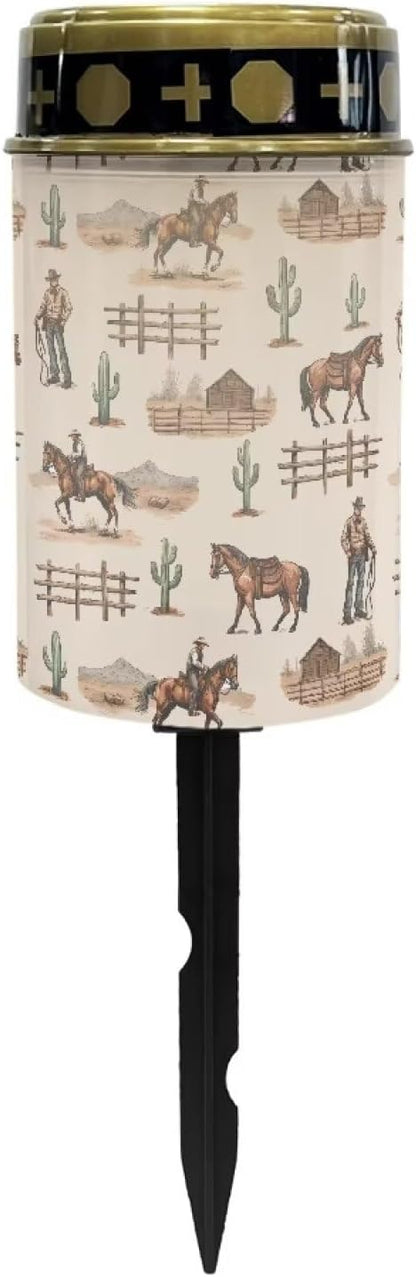 ZOUTAIRONG Western Cowboy Solar Light for Cemetery Grave 6 Pack Solar Garden Lights Grave Decorations for Cemetery Solar Pathway Lights Outdoor Cemetery Solar Lights for Grave Solar Lights