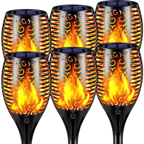 TomCare Solar Lights Outdoor Flickering Flame Solar Torch Lights, 6 Pack