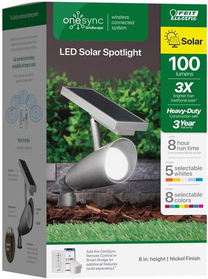 Feit Electric OneSync Brushed Nickel Solar Powered 100 W LED Spotlight 1 pk