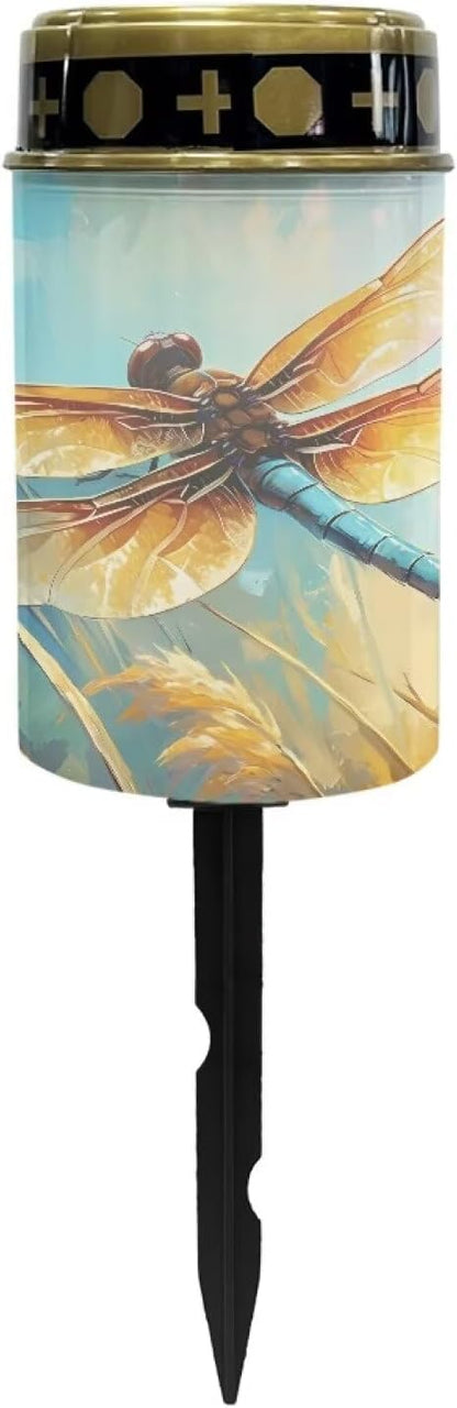 Dragonfly Print Garden Solar Outdoor Lights Eternal Light Lawn Lamp Waterproof Solar for Outside Cemetery Garden Decorations Yard Lawn Pathway Figurines