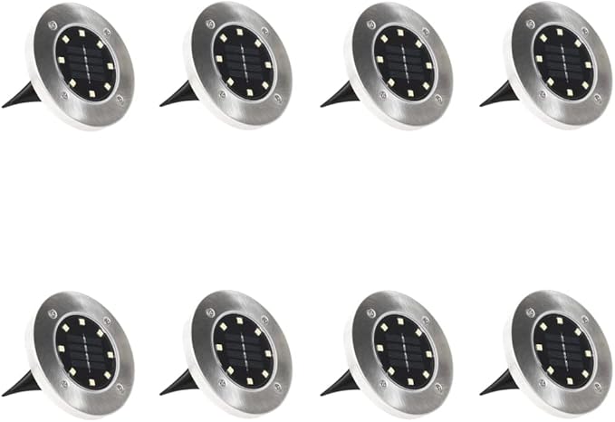 vidaXL Solar Ground Lights - Set of 8 LED Lights in RGB - Waterproof Exterior Lights for Gardens, Patios, Paths, and Balconies -Energy Efficient Solar Powered Outdoor Floor Lamps