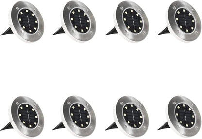 vidaXL Solar Ground Lights - Set of 8 LED Lights in RGB - Waterproof Exterior Lights for Gardens, Patios, Paths, and Balconies -Energy Efficient Solar Powered Outdoor Floor Lamps